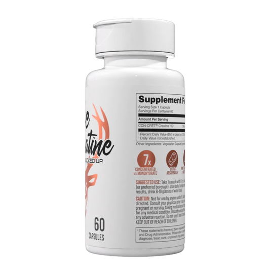 Bucked Up Babe Creatine HCl Capsules 60 Servings Supplement Facts - CON-CRĒT® Creatine HCl 750mg | Svpplements