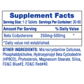 Hi-Tech Pharmaceuticals Ecdisten Beta Ecdysterone Tablets 30-60 Servings Supplement Facts - Beta Ecdysterone | Svpplements