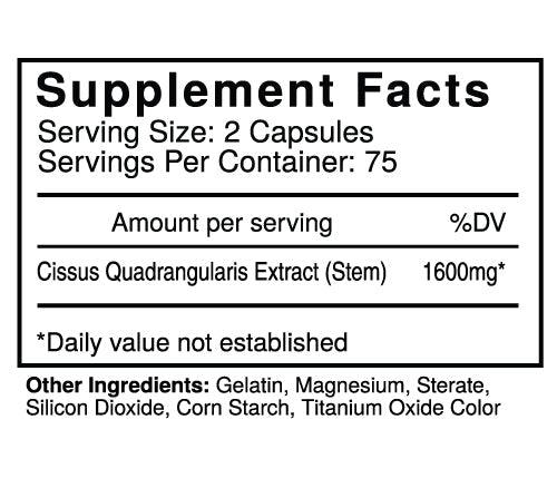 USP Labs Super Cissus Joint Support Capsules 75 Servings Supplement Facts - Cissus Quadrangularis Extract | Svpplements