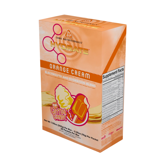 Core Nutritionals HYDRATE Hydration Powder 20 Servings Supplement Facts - Sodium 350mg | Svpplements