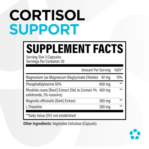 Revive MD Cortisol Support Capsules 30 Servings Supplement Facts - Phosphatidylserine 50% 600mg | Svpplements
