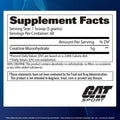 GAT Sport Creatine Monohydrate Powder 60 Servings Supplement Facts - Creatine Monohydrate 5g | Svpplements