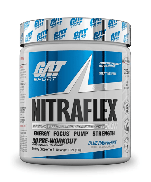 GAT Sport Nitra Flex Advanced Pre-Workout Powder 30 Servings - Caffeine 325mg | Svpplements