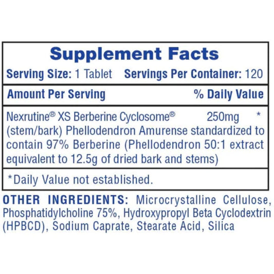 Hi-Tech Berberine Metabolic Support Supplement 120 Servings Supplement Facts - Nexrutine® XS Berberine | Svpplements