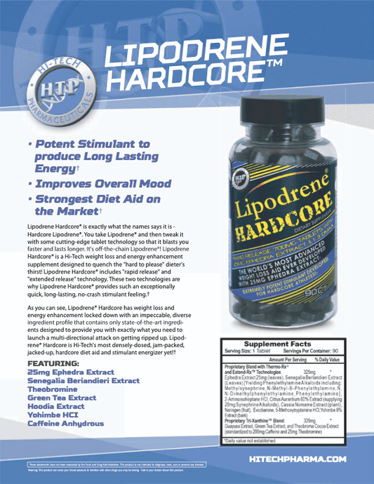 Hi-Tech Thermogenic Weight Management Supplement - Supplement Facts | Svpplements