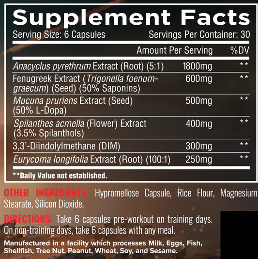 Merica Labz Liberty Ballz Hormone Support Capsules 30 Servings - Anacyclus pyrethrum Root Extract 1800mg | Svpplements