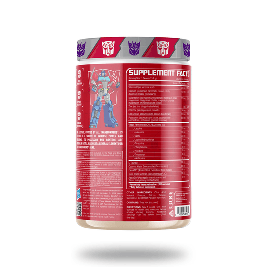 Core Nutritionals Transformers Allspark Hydration EAA Powder 30 Servings Supplement Facts - Sodium 350mg | Svpplements