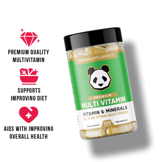 Panda Premium Multivitamin & Mineral Complex Capsules 30 Servings Supplement Facts - Folate 333mcg DFE | Svpplements