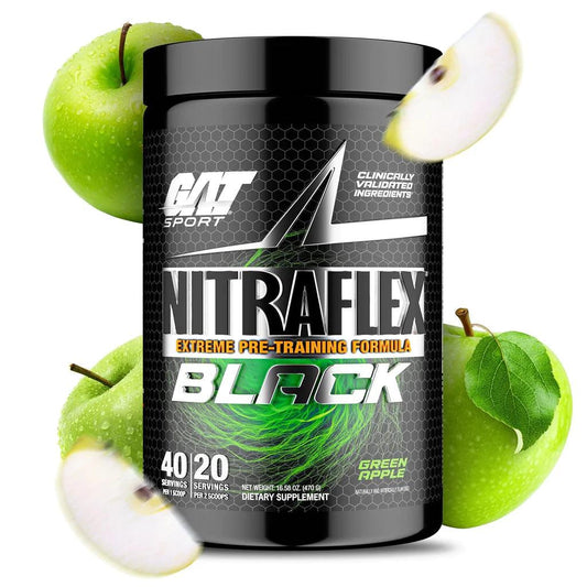 GAT Sport NITRAFLEX Black Extreme Pre-Workout Powder 30 Servings - Training Lifestyle Shot | Svpplements