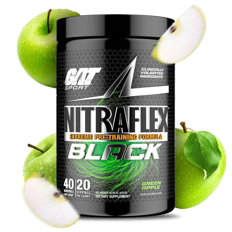 GAT Sport NITRAFLEX Black Extreme Pre-Workout Powder 30 Servings - Training Lifestyle Shot | Svpplements