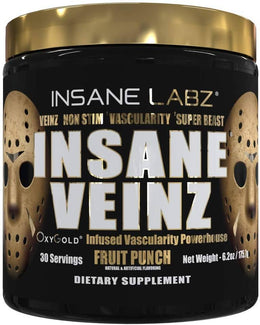 Insane Labz Insane Veinz Gold Pump Powder Fruit Punch 30 Servings - Agmatine Sulfate 1250mg | Svpplements