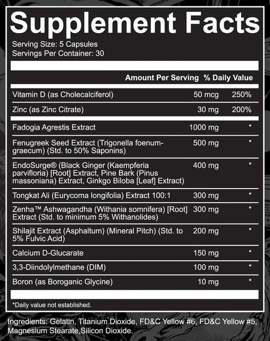 NutriFitt Phage Hormone Support Capsules 30 Servings Supplement Facts - Vitamin D3 50mcg | Svpplements