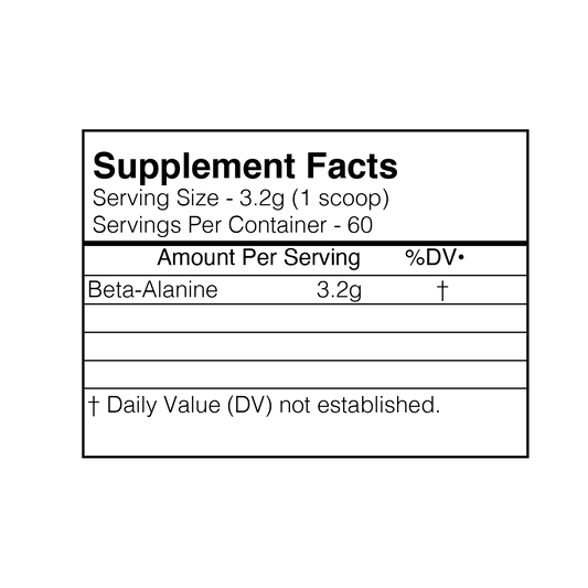 BlackMarket Labs Beta-Alanine Powder 60 Servings Supplement Facts - Beta-Alanine 3.2g | Svpplements