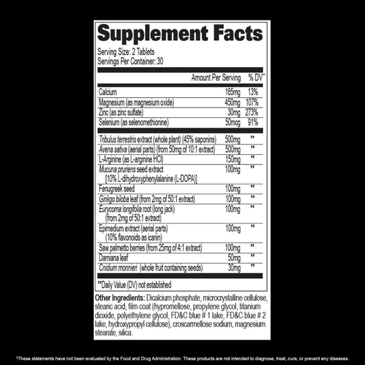 GAT Sport Testrol Testosterone Support Capsules 30 Servings Supplement Facts - Zinc 30mg | Svpplements