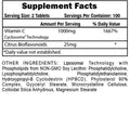 Blackstone Labs Liposomal Vitamin C Capsules 100 Servings Supplement Facts - Vitamin C 1000mg | Svpplements
