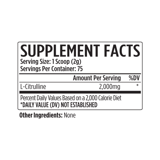 VMI Sports Citrulline Pump Powder 75 Servings Supplement Facts - L-Citrulline 2000mg | Svpplements