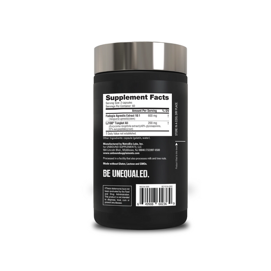 Unbound Tongkat Ali + Fadogia Hormone Support Capsules 60 Servings Supplement Facts - LJ100® Tongkat Ali Root | Svpplements