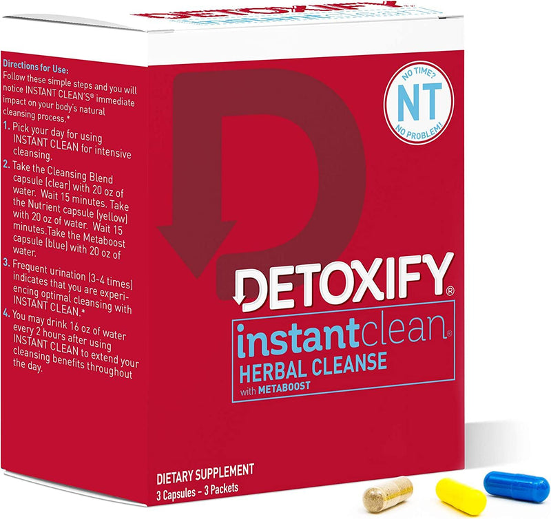 Detoxify Instant Clean Detox Herbal Cleanse Capsules 3 Servings - Taurine 400mg | Svpplements