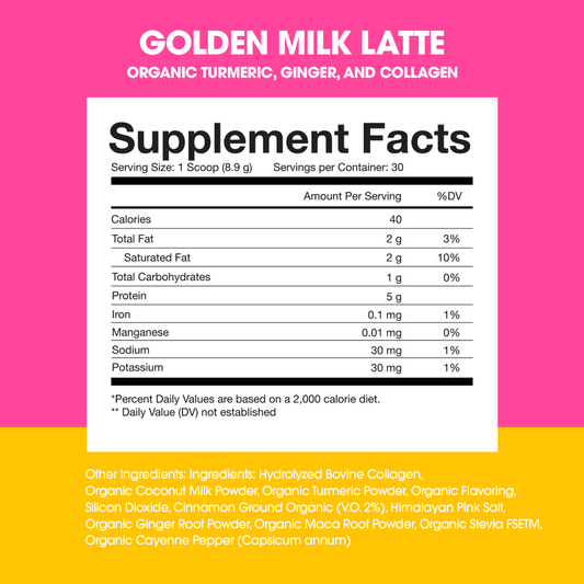 OBVI Golden Latte Wellness Powder 30 Servings Supplement Facts - Collagen-based golden latte wellness | Svpplements